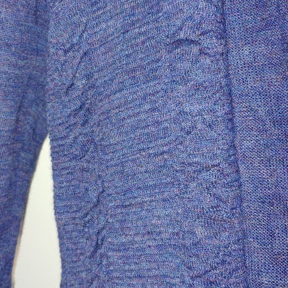 Kuna Baby Alpaca Ruched Panels Open Front Long Cardigan Size S Melange Navy Blue - Picture 5 of 6